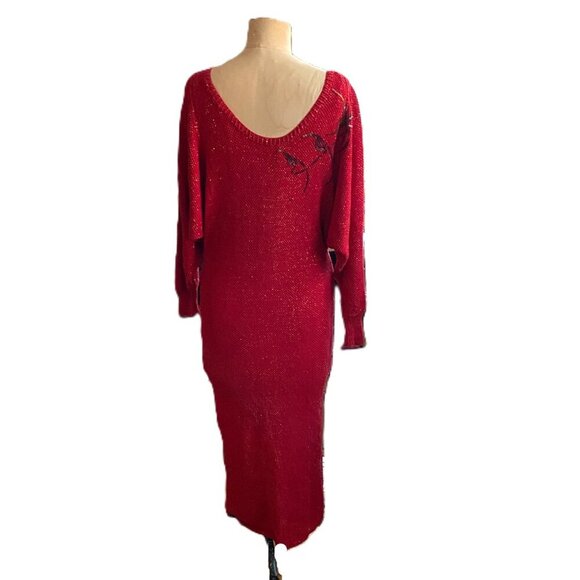 Vintage handmade knit maxi tube 'bird' dress with sparkle - Picture 5 of 16